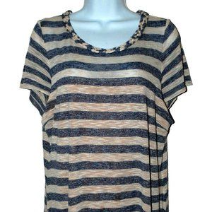 MAX&MOI Paris Women's Striped Gray Beige Women's Shirt Top Size 44 L NEW